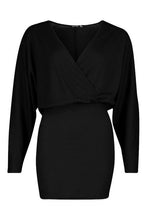 Load image into Gallery viewer, Recycled Drop Sleeve Plunge Mini Dress