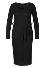 Load image into Gallery viewer, Recycled Tie Waist Rib Midi Dress