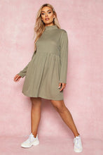 Load image into Gallery viewer, Recycled Rib Roll Neck Smock Dress