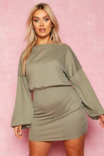 Load image into Gallery viewer, Recycled Balloon Sleeve Rib Mini Dress