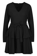 Load image into Gallery viewer, Woven Belted Tiered Hem Skater Dress