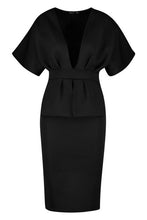 Load image into Gallery viewer, Cape Plunge Midi Dress