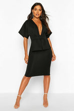 Load image into Gallery viewer, Cape Plunge Midi Dress