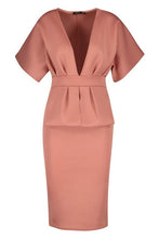 Load image into Gallery viewer, Cape Plunge Midi Dress