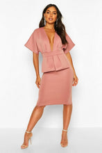 Load image into Gallery viewer, Cape Plunge Midi Dress