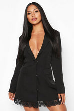 Load image into Gallery viewer, Lace Hem Blazer Dress