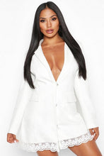 Load image into Gallery viewer, Lace Hem Blazer Dress