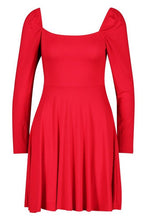 Load image into Gallery viewer, Long Sleeve Jersey Square Neck Skater Dress