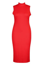 Load image into Gallery viewer, Plus Jumbo Rib High Neck Midi Dress