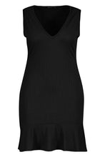 Load image into Gallery viewer, Plus Plunge Jumbo Rib Frill Hem Mini Dress