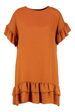 Load image into Gallery viewer, Plus Linen Look Woven Ruffle Smock Dress