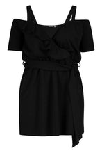 Load image into Gallery viewer, Plus Plunge Ruffle Belted Mini Dress