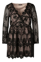 Load image into Gallery viewer, Plus Lace Plunge Skater Dress