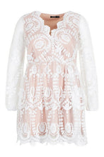 Load image into Gallery viewer, Plus Lace Plunge Skater Dress