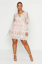 Load image into Gallery viewer, Plus Lace Plunge Skater Dress
