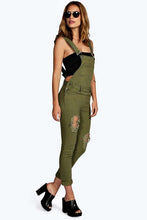 Load image into Gallery viewer, Slim Fit Distressed Denim Overalls
