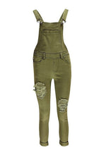 Load image into Gallery viewer, Slim Fit Distressed Denim Overalls

