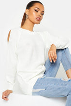 Load image into Gallery viewer, Cold Shoulder Moss Stitch Sweater

