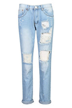 Load image into Gallery viewer, Mid Rise Relaxed Fit Open Knee Boyfriend Jeans
