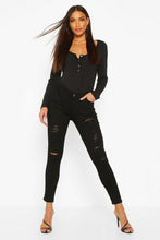 Load image into Gallery viewer, Low Rise Heavy Ripped Skinny Jeans
