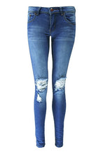 Load image into Gallery viewer, Low Rise Ripped Knee Skinny Jeans
