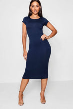Load image into Gallery viewer, Cap Sleeve Jersey Bodycon Midi Dress
