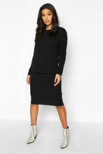 Load image into Gallery viewer, Maternity Knitted Rib Midi Skirt Co-ord Set
