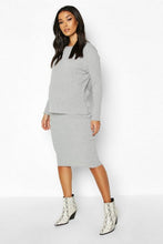 Load image into Gallery viewer, Maternity Knitted Rib Midi Skirt Co-ord Set
