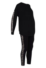 Load image into Gallery viewer, Maternity Leopard Side Stripe Lounge Set
