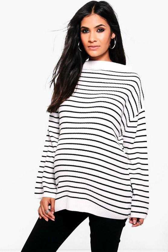 Maternity Striped Soft Rib Sweater