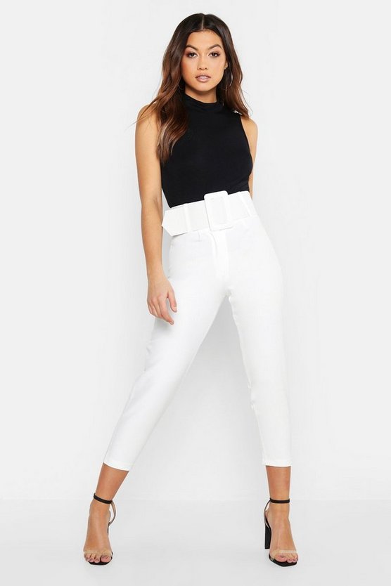 Super High Waisted Belted Peg Pants