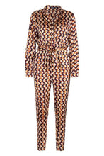Load image into Gallery viewer, Geo Print Satin Shirt Jumpsuit
