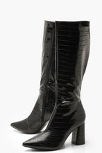 Load image into Gallery viewer, Croc Knee High Block Heel Boots
