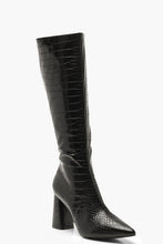 Load image into Gallery viewer, Croc Knee High Block Heel Boots

