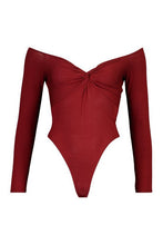 Load image into Gallery viewer, Twist Front Off The Shoulder Bodysuit
