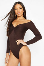 Load image into Gallery viewer, Twist Front Off The Shoulder Bodysuit
