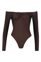 Load image into Gallery viewer, Twist Front Off The Shoulder Bodysuit
