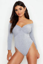 Load image into Gallery viewer, Twist Front Off The Shoulder Bodysuit
