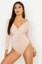 Load image into Gallery viewer, Twist Front Off The Shoulder Bodysuit
