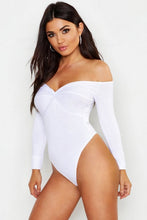 Load image into Gallery viewer, Twist Front Off The Shoulder Bodysuit
