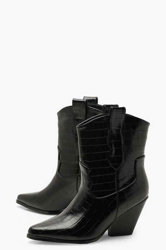 Croc Pointed Cowboy Boots