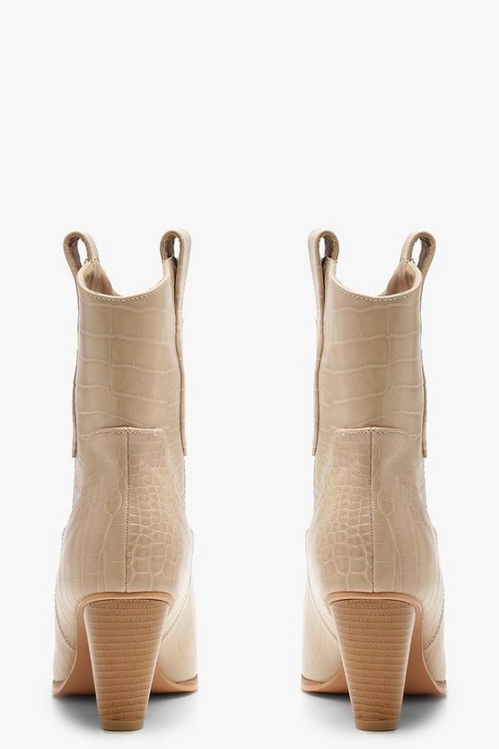 Croc Pointed Western Boots