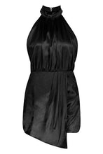 Load image into Gallery viewer, Satin Turtle Neck Drape Skort Romper
