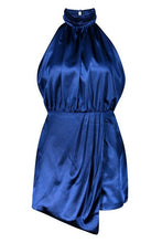 Load image into Gallery viewer, Satin Turtle Neck Drape Skort Romper
