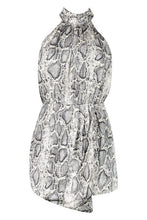 Load image into Gallery viewer, Snake Print Satin Turtle Neck Romper
