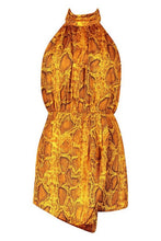 Load image into Gallery viewer, Snake Print Satin Turtle Neck Romper
