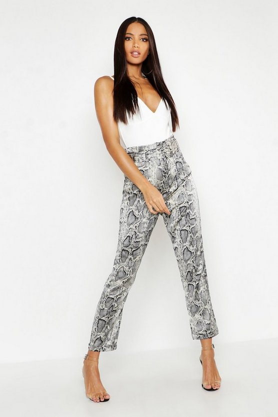 Satin Snake Belted Peg Pants