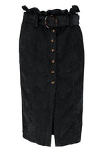 Load image into Gallery viewer, Cord Paperbag Button Midi Skirt

