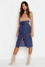 Load image into Gallery viewer, Cord Paperbag Button Midi Skirt
