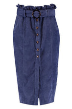 Load image into Gallery viewer, Cord Paperbag Button Midi Skirt
